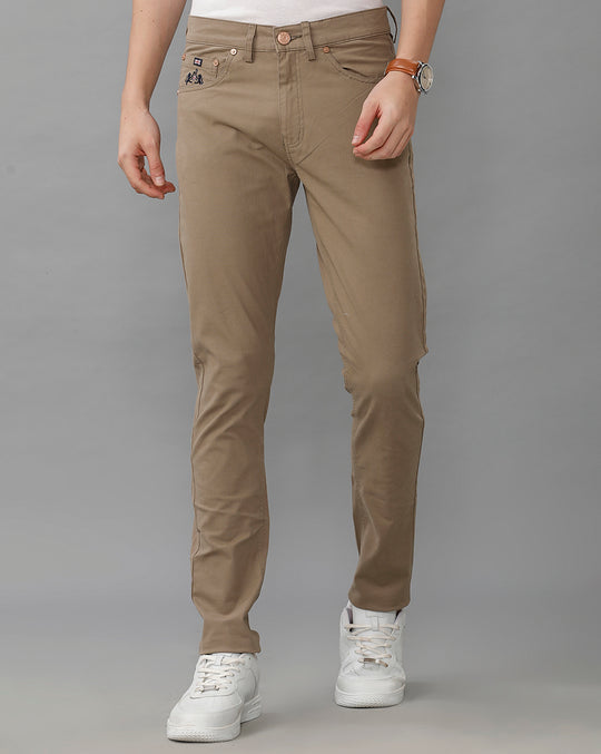 Lean Fit Gaberdine Solid Pine Glade Cotton Trouser