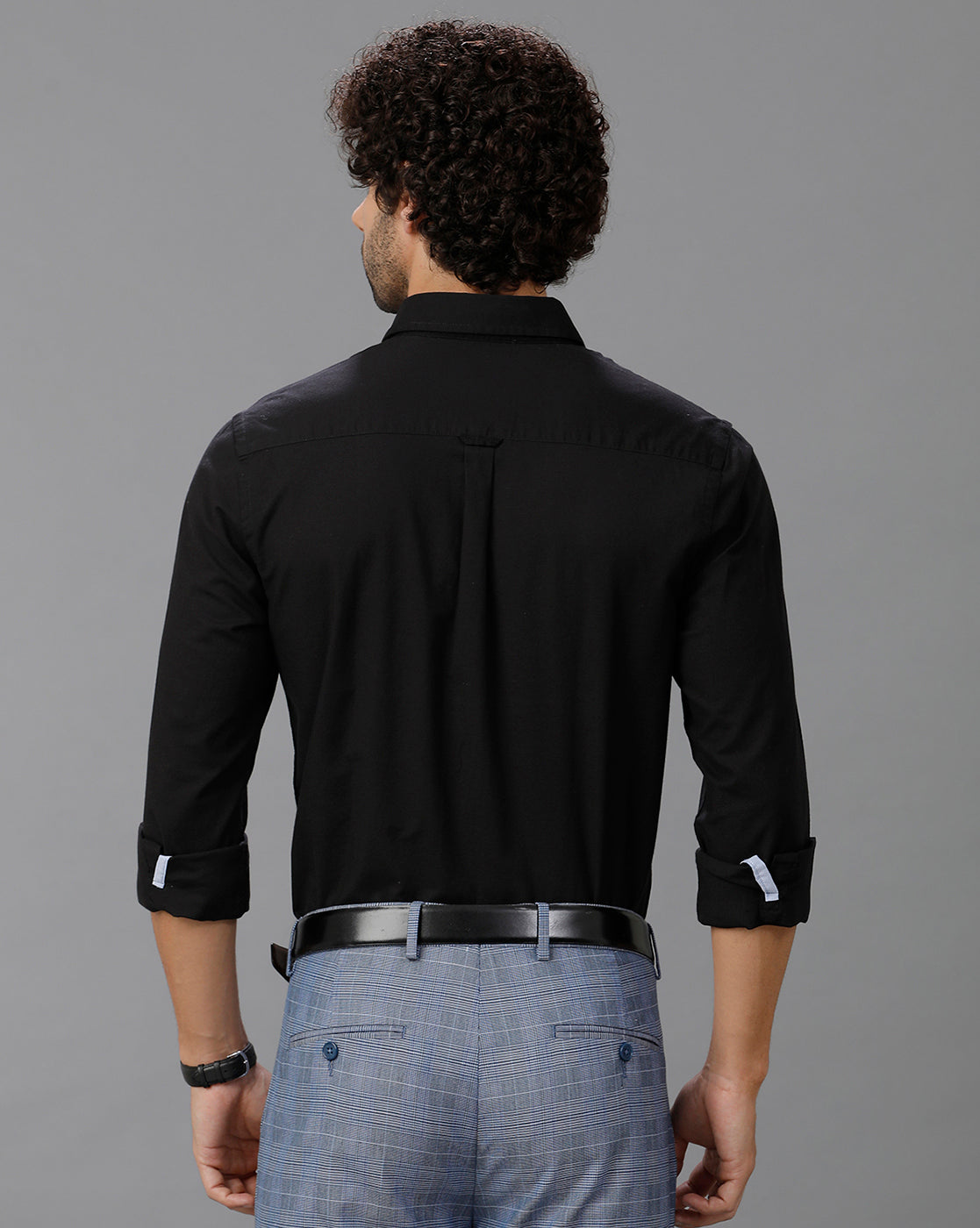 Black Oxford Lycra Solid Cotton Shirt