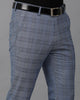 Blue/Grey Formal Checks Cotton Lycra Trouser