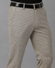 Beige/Green Formal Checks Cotton Lycra Trouser