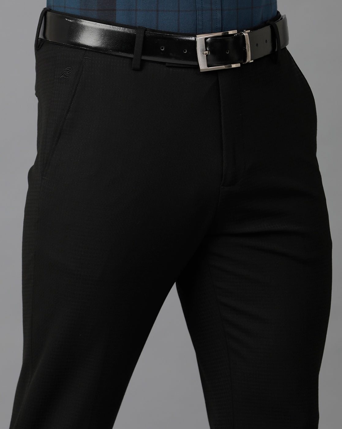 Black Formal Structure Cotton Lycra Trouser