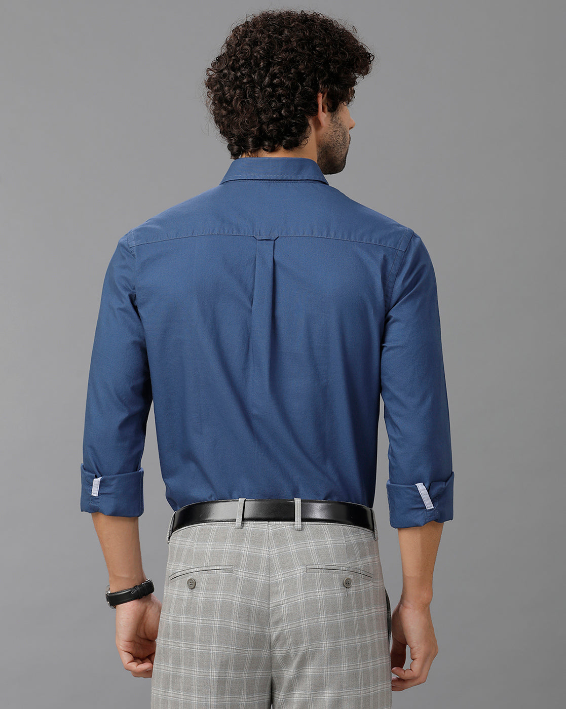 Royal Blue Oxford Lycra Solid Cotton Shirt