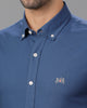 Royal Blue Oxford Lycra Solid Cotton Shirt