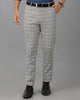 Grey Formal Checks Cotton Lycra Trouser