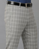 Grey Formal Checks Cotton Lycra Trouser