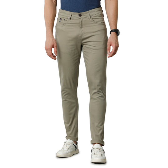 Rhino Grey Solid Casual Cotton Trouser