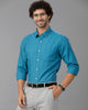 Turquoise Oxford Lycra Solid Cotton Shirt