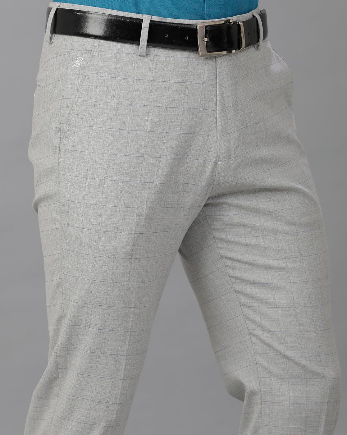 Light Grey Formal Stripe Cotton Lycra Trouser