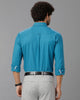 Turquoise Oxford Lycra Solid Cotton Shirt