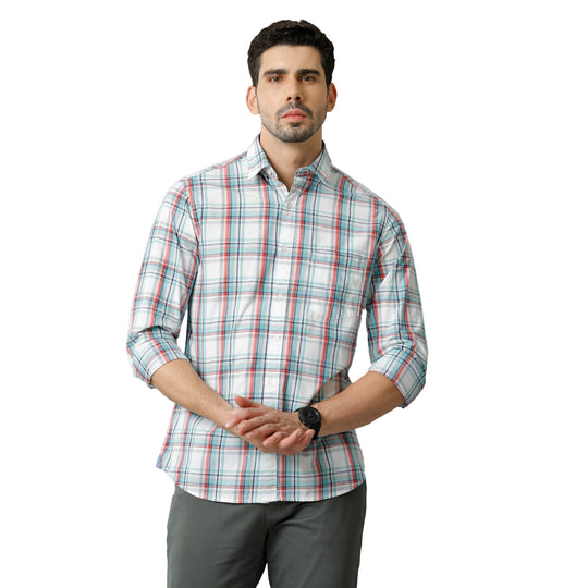 Sea Green Checks Casual Shirt