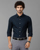 Navy Blue Oxford Solid Cotton Shirt