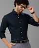 Navy Blue Oxford Solid Cotton Shirt