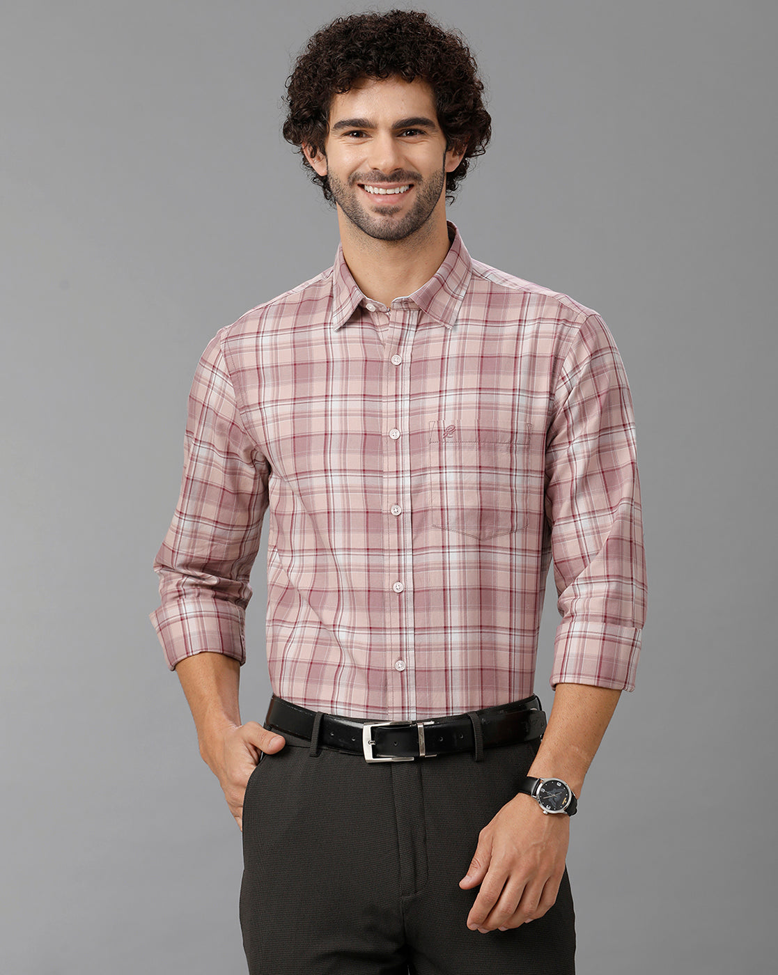 Beige Twill Checks Shirt