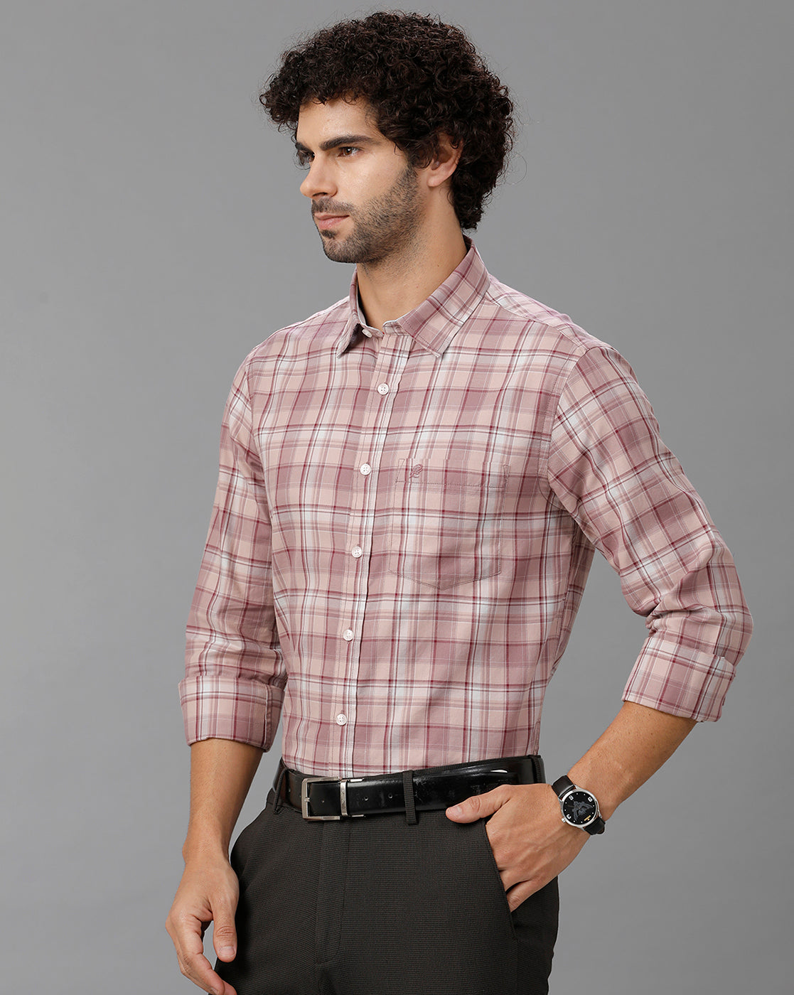 Beige Twill Checks Shirt