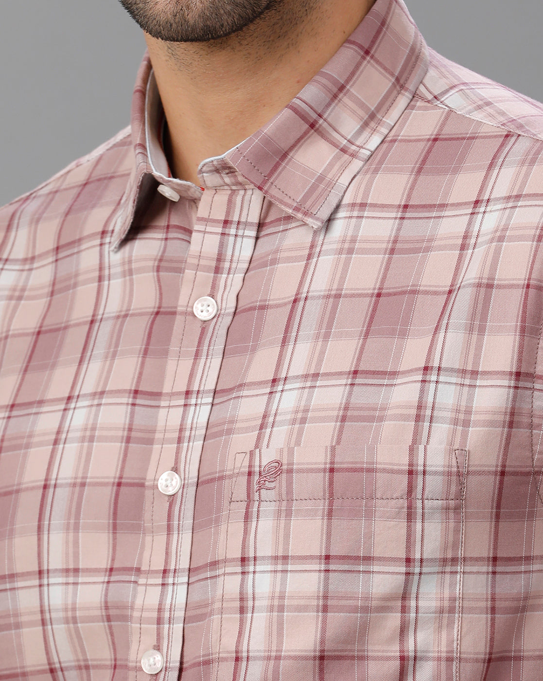 Beige Twill Checks Shirt