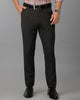 Dark Brown Formal Micro Checks Cotton Lycra Trouser