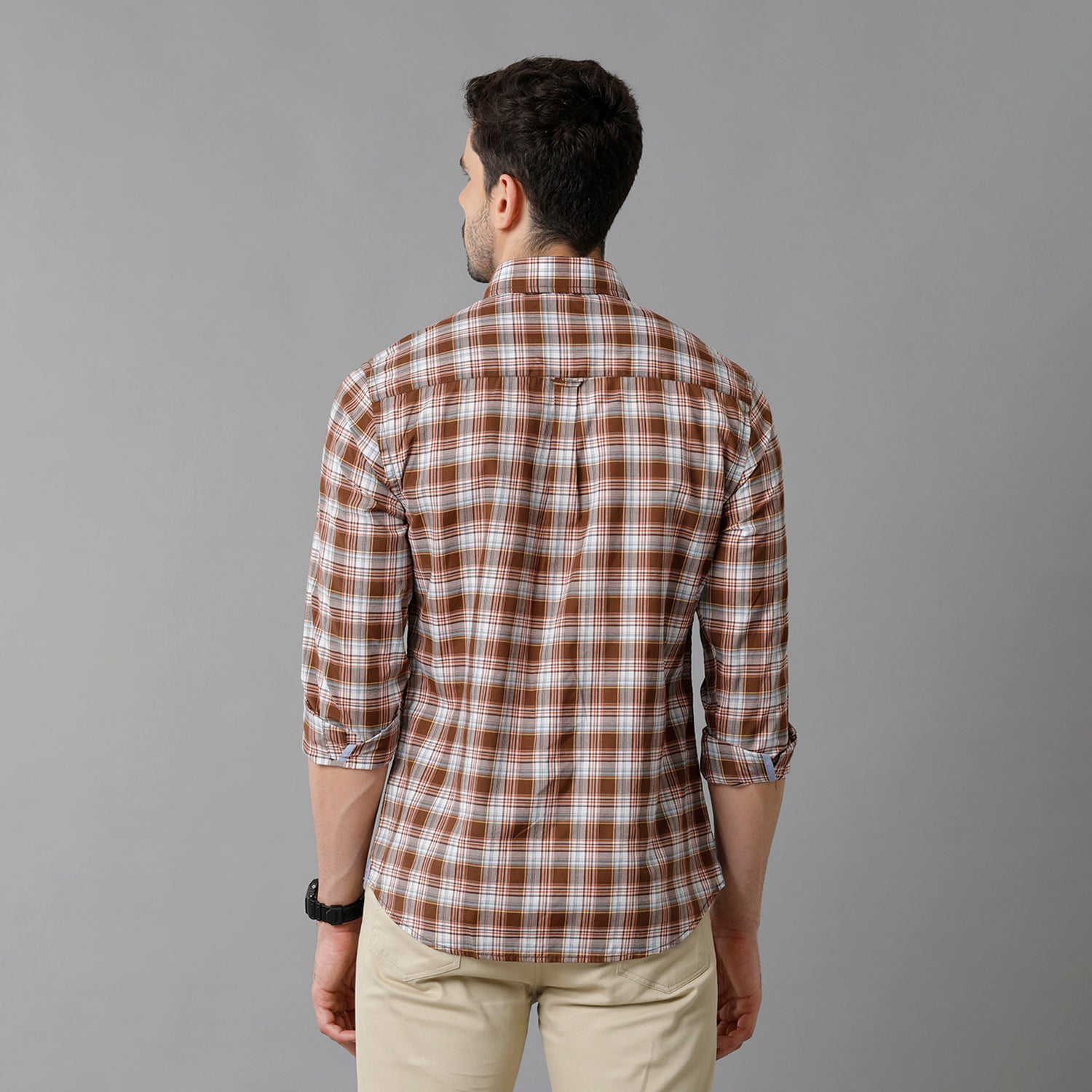 Brown Checks Cotton Shirt