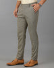 Khaki/Green Formal Checks Cotton Lycra Trouser