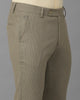 Khaki/Green Formal Checks Cotton Lycra Trouser