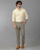 Khaki/Green Formal Checks Cotton Lycra Trouser