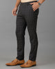 Brown Formal Checks Cotton Lycra Trouser