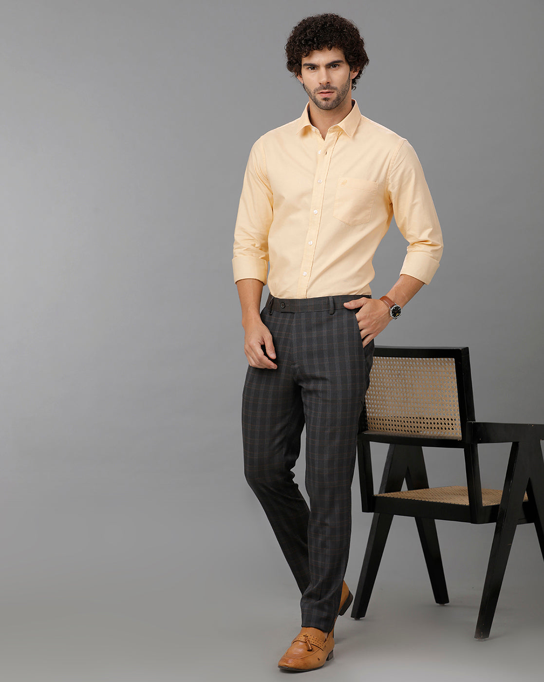 Beige Oxford Solid Cotton Shirt