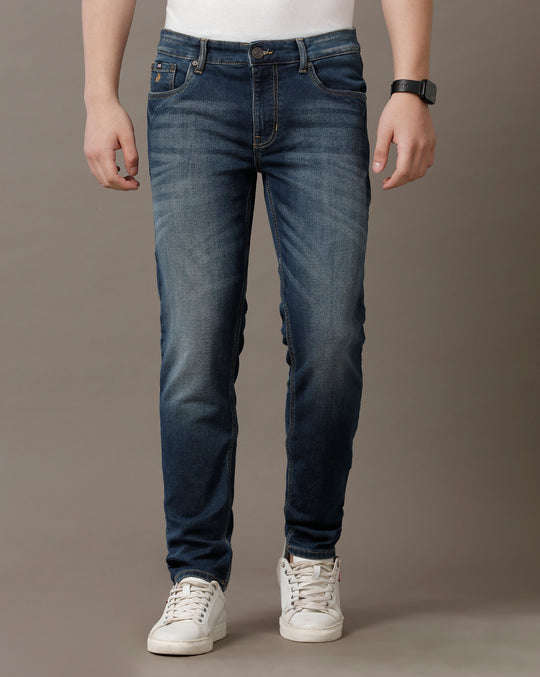 Double Two Men's Slim Fit Blue Jeans