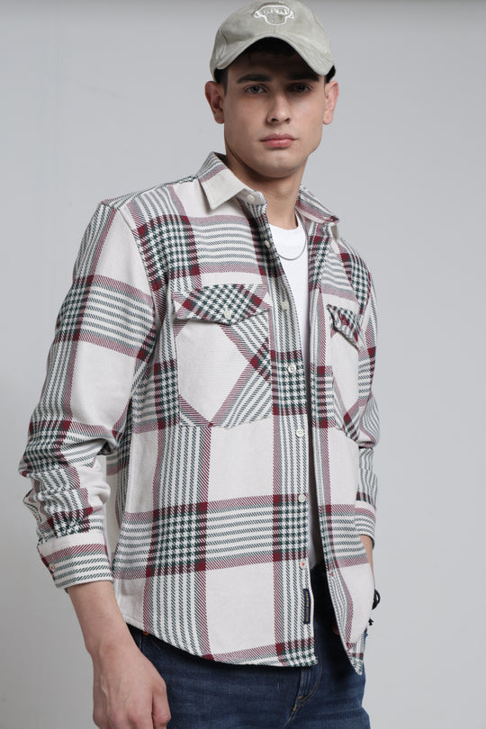 Mens Pointed Collar Double Pocket Flap Shirt