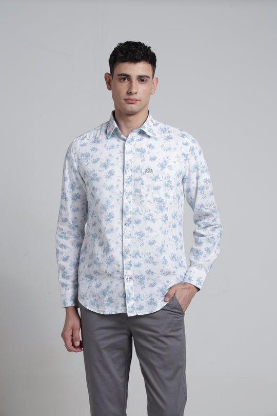 Mens Pointed Collar Full Sleeves Printed Shirt