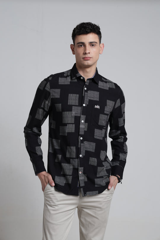 Mens Pointed Collar Full Sleeves Modal Printed Shirt