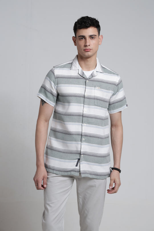 Mens Azorte Stripes Resort Collar Half Sleeve Shirt