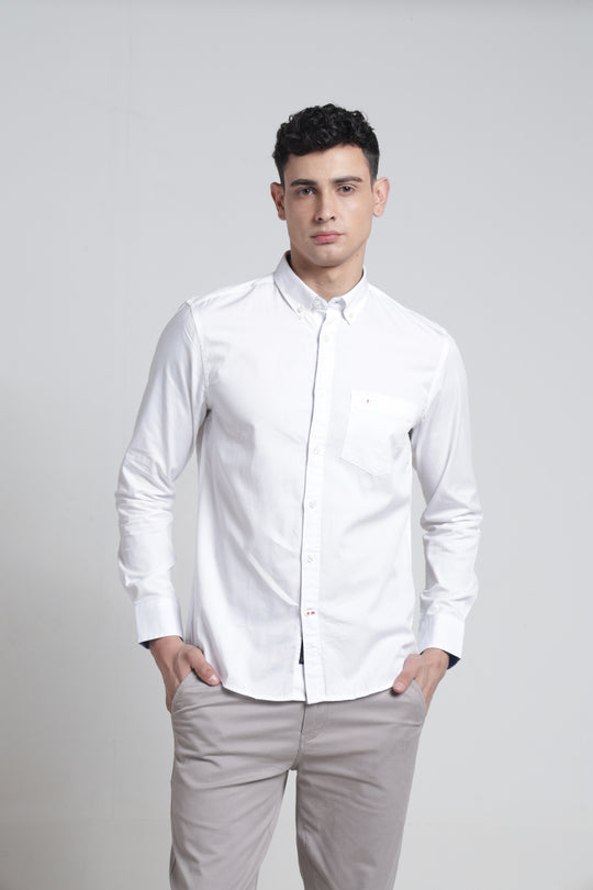 Mens Solid Twill Button Down Full Sleeves Shirt