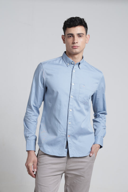 Mens Solid Twill Button Down Full Sleeves Shirt