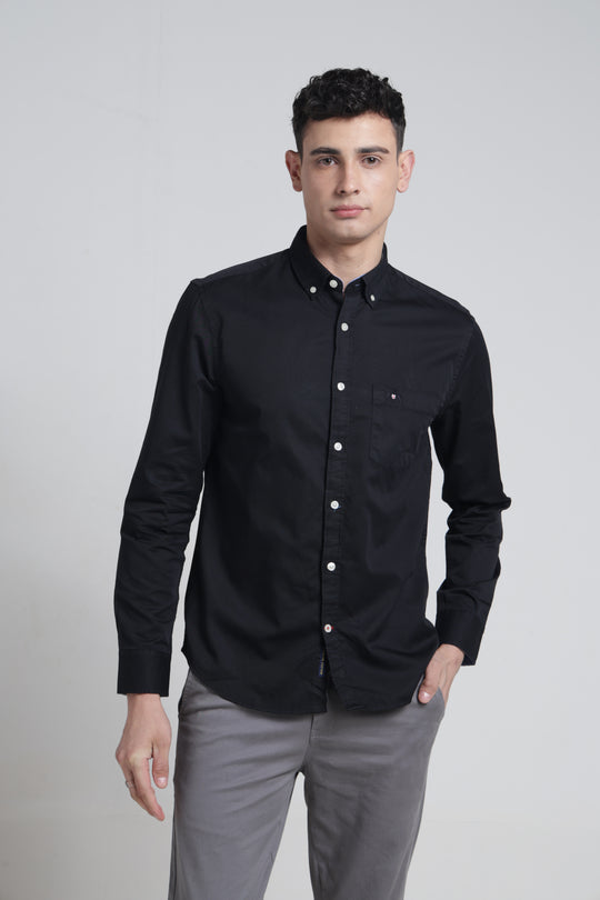 Mens Solid Twill Button Down Full Sleeves Shirt