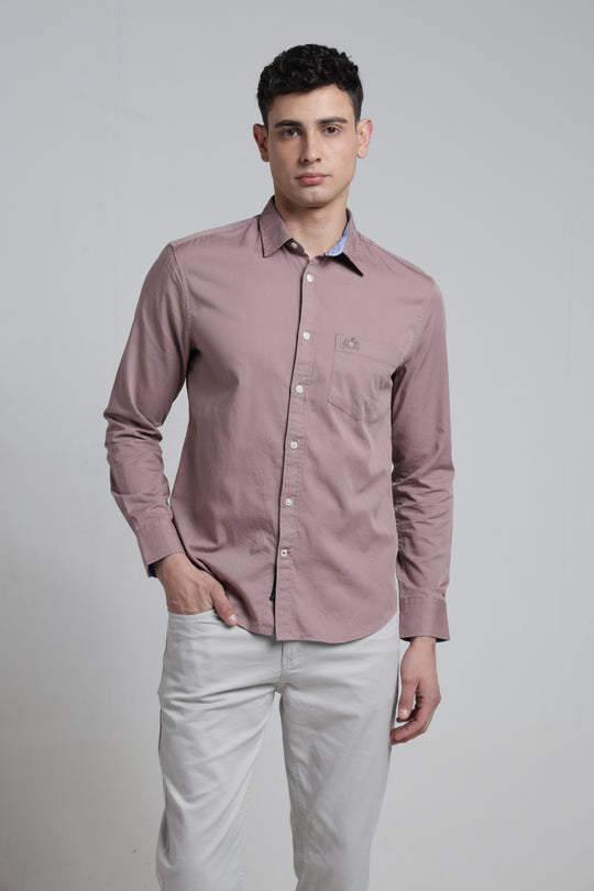 Mens Solid Twill Pointed Collar Full Sleeves Shirt