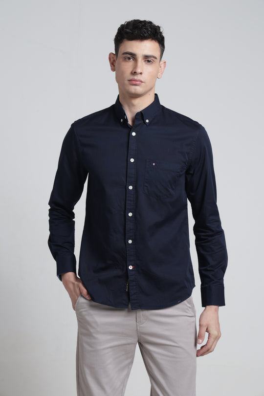 Mens Solid Twill Button Down Full Sleeves Shirt