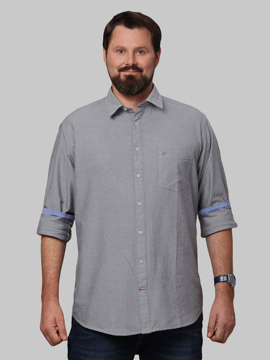 Big & Bold Grey Solid Casual Slim Fit Shirt ( Plus Size )