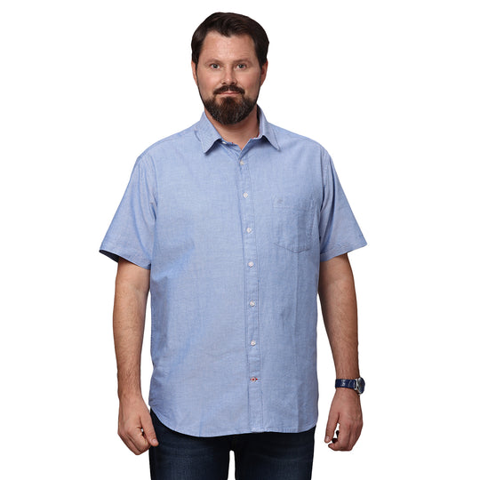 Big & Bold Solid  Blue Half Sleeves Slim Fit Casual Shirts (Plus Size)