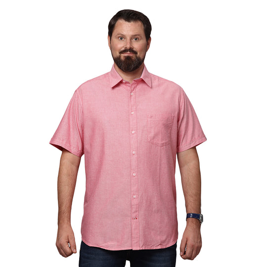 Big & Bold Solid Red Half Sleeves Slim Fit Casual Shirts (Plus Size)