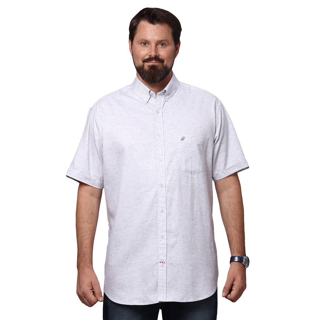 Big & Bold Solid White Half Sleeves Slim Fit Casual Shirts (Plus Size) - Double Two