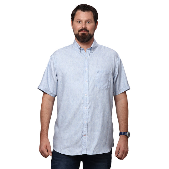 Big & Bold Slub Light Blue Half Sleeves Slim Fit Casual Shirts (Plus Size)