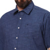 Big & Bold Solid Navy Blue Half Sleeves Slim Fit Casual Shirts (Plus Size) - Double Two