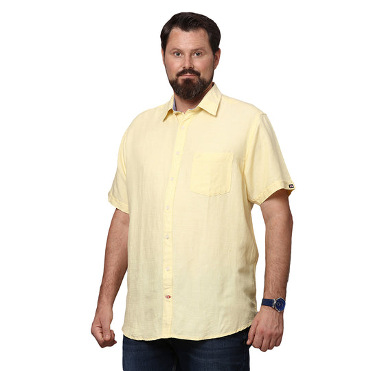 Big & Bold Solid  Yellow Half Sleeves Slim Fit Casual Shirts (Plus Size)