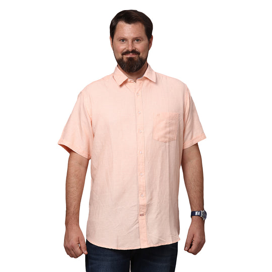Big & Bold Solid  Peach Half Sleeves Slim Fit Casual Shirts (Plus Size)