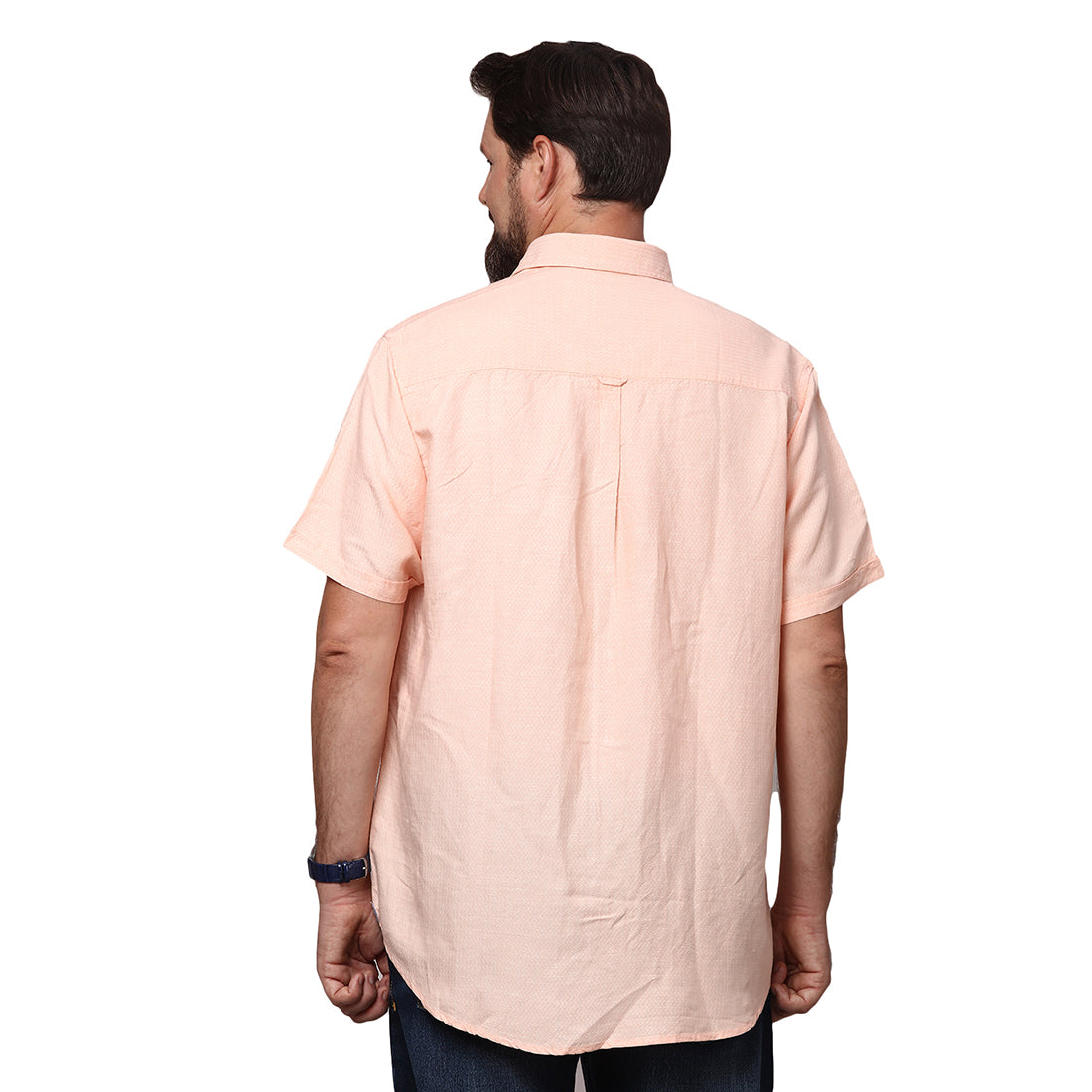 Big & Bold Solid Peach Half Sleeves Slim Fit Casual Shirts (Plus Size) - Double Two