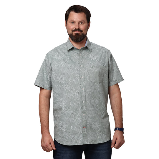 Big & Bold Print Green Half Sleeves Slim Fit Casual Shirts (Plus Size)