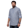 Big & Bold Stripes Blue Full Sleeves Slim Fit Casual Shirts (Plus Size) - Double Two