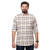 Big & Bold Checks Stone Full Sleeves Slim Fit Casual Shirts (Plus Size) - Double Two