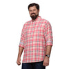 Big & Bold Checks Coral Full Sleeves Slim Fit Casual Shirts (Plus Size) - Double Two