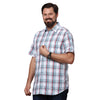 Load image into Gallery viewer, Big &amp; Bold Checks Teal Half Sleeves Slim Fit Casual Shirts (Plus Size) - Double Two